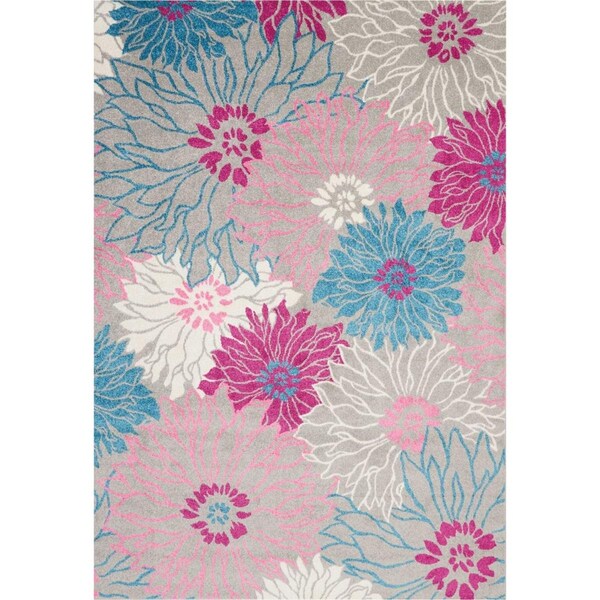 Palacedesigns 7 x 10 ft. Gray & Pink Tropical Flower Area Rug - Gray Pink - 7' x 10' PA3667580 - main
